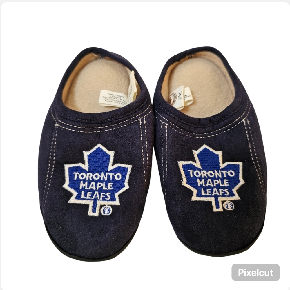👍NHL Toronto Maple Leafs blue embroidered logo vintage slippers kids size S US